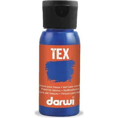 Peinture pour tissus - Bleu outremer - Opaque - Peinture à l'eau - Tex - Darwi - 50ml