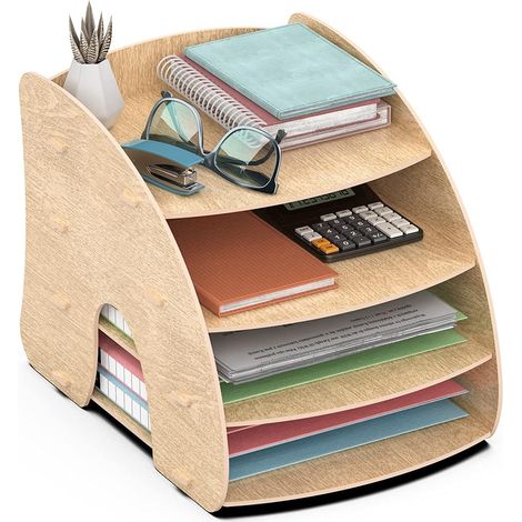 Banette de Rangement Bureau en Bois – Organisateur pour Papiers/Dossiers/Documents (1/5)