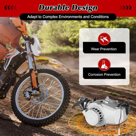 2 Takt Einzelzylinder Motor 49CC 2 Hub Motor Luftgekühlte 2 Takt Motorradmotoren mit Handstart Electronic Ignition mit Kraftstofftank für Dirt Bike ATV Roller (1/5)