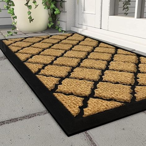 Tapis d'extérieur pour porte d'entrée, 40 x 70 cm, tapis de porte d'entrée en caoutchouc imperméable, antidérapant, lavable (1/4)