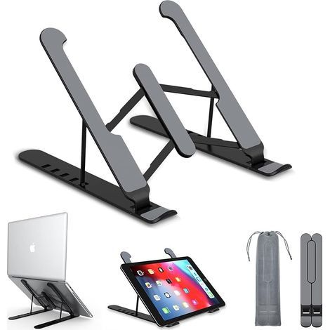 Support Ordinateur Portable, Support PC Portable à 6 Niveaux Réglables, Ergonomique Léger Compatible avec avec MacBook, Dell, Lenovo, HP, Autres Laptops Tablettes (Noir) (1/5)