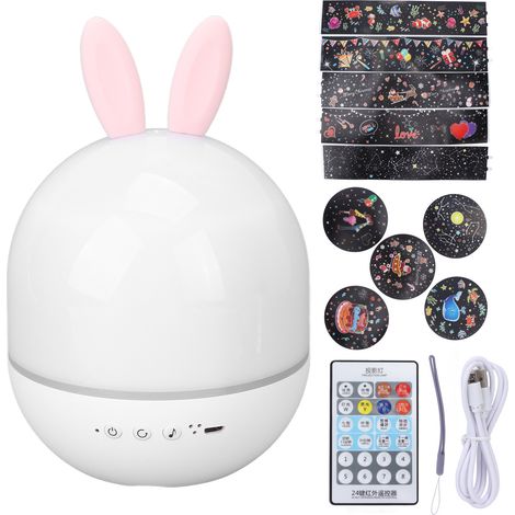 Lampe de nuit LED colorée USB, romantique avec télécommande, musique, projection rotative (1/5)