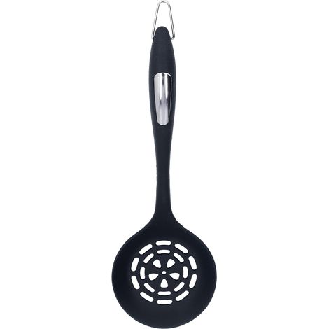 Cuillère-passoire saine et sûre, design sans trou de suspension, cuillère-passoire pour cuisines professionnelles, noire (1/5)