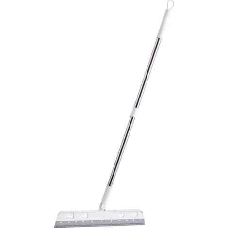 Grattoir à sol en silicone gris, grattoir à eau amovible, balai en mousse pour le nettoyage à l'eau, balai grattoir à sol pour fenêtre de douche avec manche télescopique en caoutchouc, grattoir de sal (1/4)