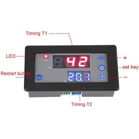 Module De Relais De Temporisation - 12 V - Affichage Led Numerique - Cycle Et Delai Programmable - 0-999 S/M/H - 10 A - 1500 W - 1 Unite (1/5)