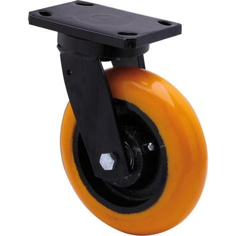 rueda giratora placa 10hlb150-huab hierro-poliur.naranja eje bolas balona (1/2)