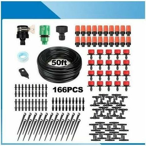Kit d'irrigation Goutte, Kit Micro Irrigation Goutte à Goutte Jardin Système d'Arrosage Micro Flow Automatique pour Plante de Serre Plate-Bande avec Tuyaux de Distribution Réglables (1/5)