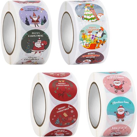 Christmas Sticker Roll, Round Christmas Sticker Labels, Merry Christmas Labels Roll Stickers, Christmas Decorations (1/5)