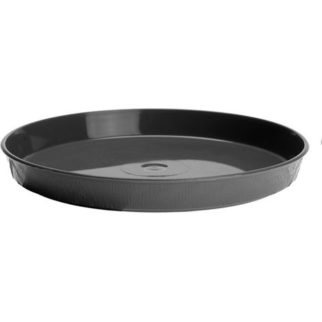 Soucoupe ronde en plastique imitation bois pour pot de fleurs, 28 cm, taille 5, graphite (1/2)