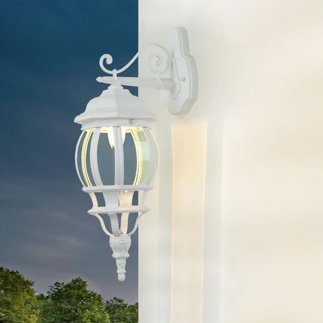 Applique extérieure Brest blanche au design rustique en forme de lanterne - blanc