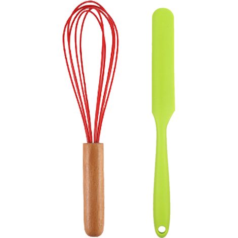 Ensemble Ustensiles Cuisine - Silicone Et Bois Resistants Chaleur - Pour Casseroles Antiadhesives - Lot De 2 Pieces (1/5)