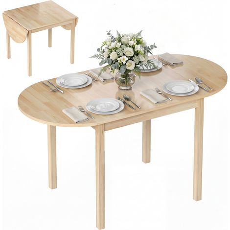 Table en bois à rabats pour 4 à 6 personnes – Finition naturelle (1/5)