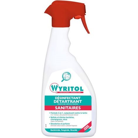 Détartrant désinfectant salle de bain 4 en 1 Wyritol - Spray de 750 ml
