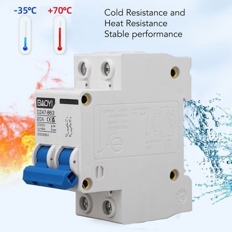 Disjoncteur Miniature DC 2P Type B Installation sur Rail DIN Fonctions Multiples Mini Disjoncteur de sécurité pour Système Solaire PV DC500V 20A (1/5)