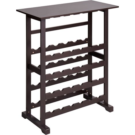 Botellero para vino elegante clásico de MDF para botellas y copas marrón oscuro Rowley