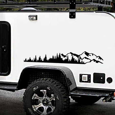 Voiture en Vinyle, Forêt Autocollants Voiture Stickers Durable Boussole Sticker Pratique Autocollant pour Voiture Moto, Caravane, Camping-Car 1 paire (1/5)