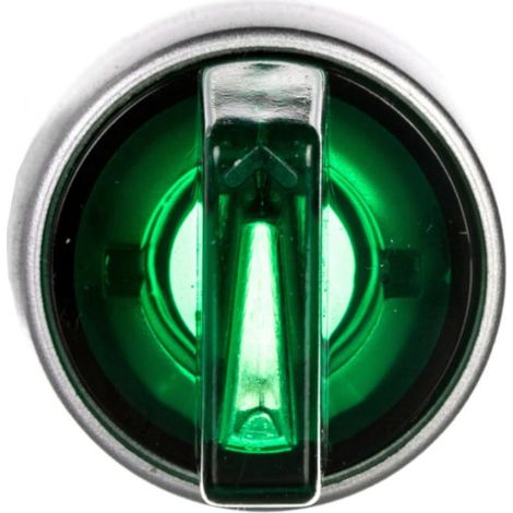 Interruptor de 3 posiciones, verde, 2Z, iluminado, 230 V CA, anillo niquelado, ST22-P3L.Z-20-LED230AC