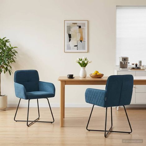 vidaXL Sedie da pranzo 2 pcs Velluto Blu 59 x 56,5 x 86 cm (1/5)