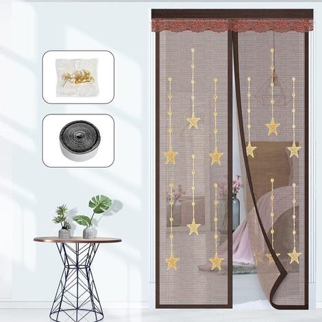 Rideau moustiquaire aimanté pour porte-fenêtre, anti-insectes sans perçage, filet magnétique occultant 140x220cm, installation facile, idéal été. (1/5)