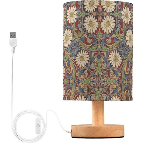 Lampe de table rétro marguerite rouge bleu bureau pour lampes (1/5)