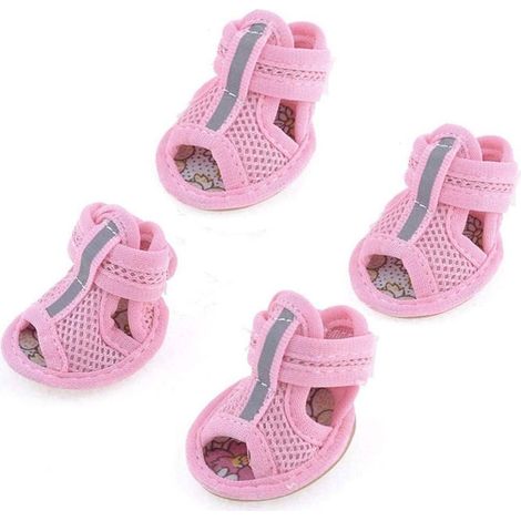 2 paires de chaussures pour chien, chaussettes pour chien, chaussettes antidérapantes pour chien, bottes pour chien, grandes chaussures pour chien, pattes blessées, imperméables roses, taille 1 (1/4)
