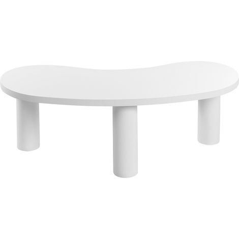 Mesa de centro baja MDF madera blanca retro irregular sala de estar 38 x 112 cm Auburn (1/5)