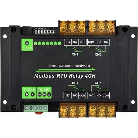 4-Kanal-DIN-Schienen-Relaismodul, Modbus RTU-Protokoll, RS485, Hochstrom-Relaismodul, variabler Isolations- und Schutzschaltkreis.