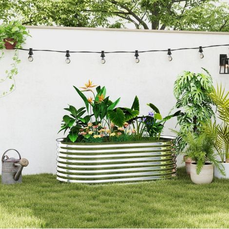 Jardinera elevada 160x80x56 cm gris oscuro en acero galvanizado con fondo abierto y diseño modular (1/3)
