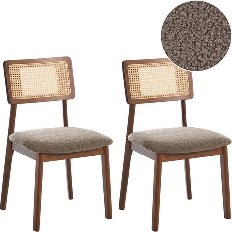 Esszimmerstuhl 2er Set EMBAR Holz Braun / Taupe (1/5)