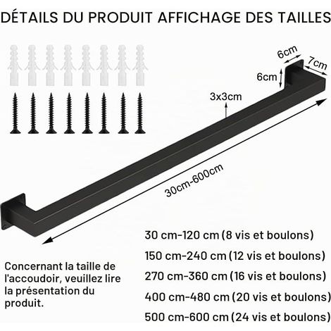 150 cm Black Handrail for Stairs (1/4)