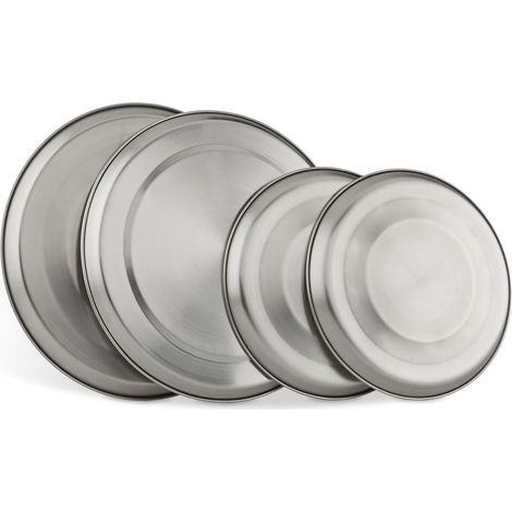 Relaxdays Set Of 4 Stainless Steel Hob Protection Lids, Stove Covers up to 20 cm Diameter, Electric Stove Protector, Silver
