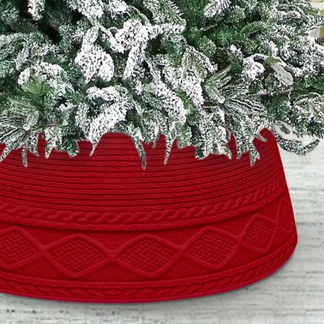 Socle pour sapin de Noël, cache-pied tricoté de 71 cm (28 pouces), cache-pied artificiel avec jupe. (1/5)