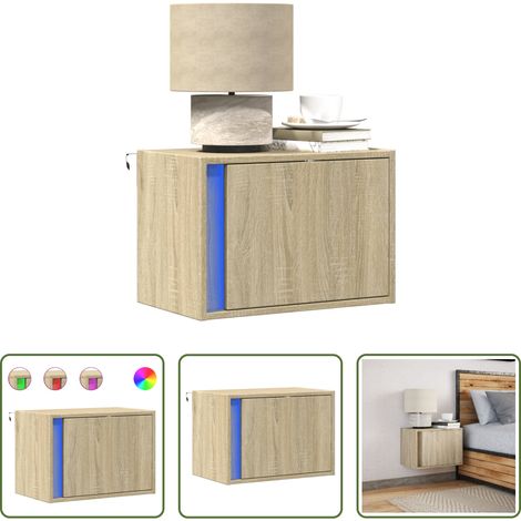 LED-Leuchten - Wand-Nachttisch mit LED-Leuchten Sonoma-Eiche (1/5)