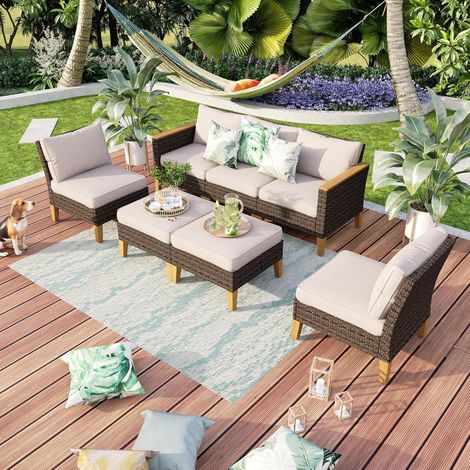 Polyrattan Lounge Set 20% Dicker als Andere, Wasserdicht, Leicht zu Reinigen (1/5)