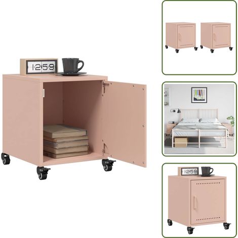 Nachttische 2 Stk. Rosa 36x39x43,5 cm Stahl - Nachttisch - Rosa Nachttisch - Schlafzimmermöbel - Kommode - Wohnzimmer Dekoration (1/5)
