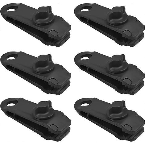 Zeltclips, 6 Stück Kunststoff-Zeltklemmen, schwarz, verstellbar, Planenclips, Zeltzubehör für Camping, Autoabdeckung, Möbel, Bootsabdeckung, Wohnwagen, Markise (1/5)