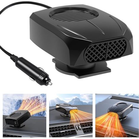 Elektrische Heizung - Autoheizung - 12V 120W - Windschutzscheibenheizung/Entfroster - Kleine Autoheizung - ABS-Material - Universalausführung (Schwarz)
