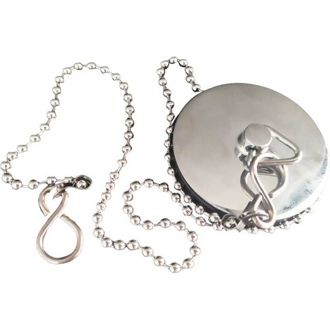 Bonde D47 avec garniture métallique et chaînette L450 mm pour bonde d'évier, de lavabo ou de baignoire, (1/4)