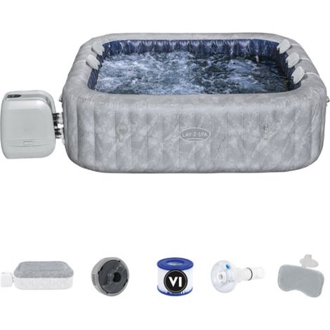 Bestway – Spa gonflable carré 5 à 7 places – HydroJet Pro avec 180 buses et 10 jets – DuraPlus pour robustesse – Système Freeze Shield (1/5)