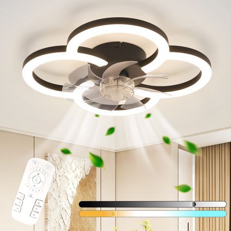 GBLY LED Deckenventilator Mit Beleuchtung - 40W Leise Schwarz Deckenlampe Ventilator mit Fernbedienung Dimmbar Modern Deckenleuchte 6-Gang Timer Schlafzimmer Deckenventilatoren für Küche Esszimmer
