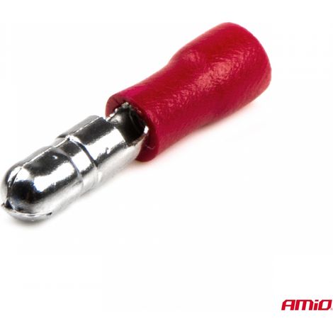 COSSES CYLINDRIQUES MALES ROUGES 4MM (0.5-1.5MM²) 10A 10 PCS AMIO (1/3)