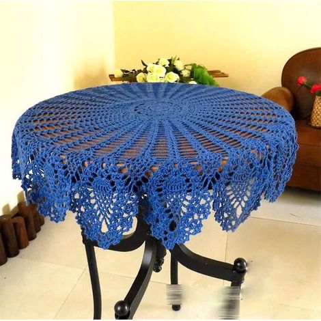 Runde blaue Häkelspitzendeckchen 75 cm