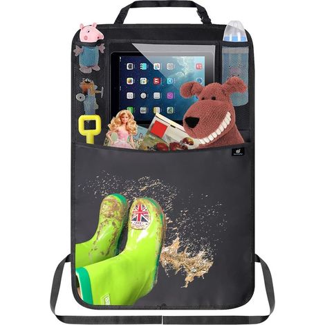 Organisateur de Voiture, Protecteurs de Siège de Voiture, Kick Mats pour Bébé/Enfant, Protection Siege Imperméable avec Multi-Poches Rangements et Support Transparent pour Tablettes (1/5)