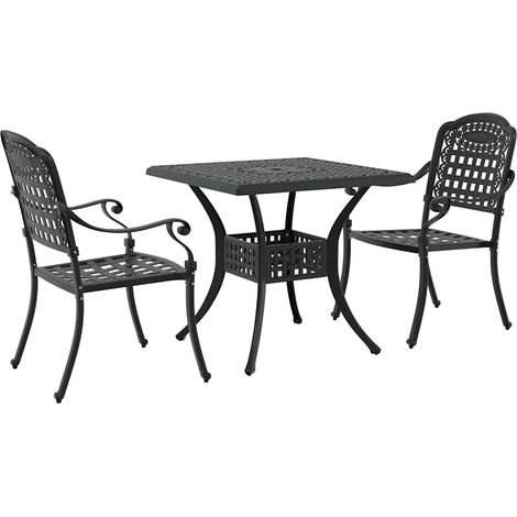 Maison Exclusive - Set di Tavolo da Giardino 3 pcs Nero Alluminio pressofuso