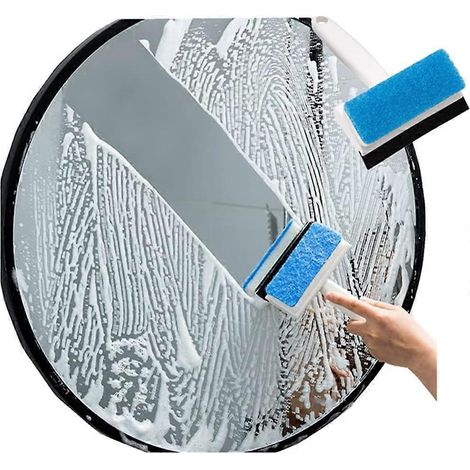 Brosse de nettoyage multifonctionnelle double face pour verre, miroir, carrelage, raclette de salle de bain (1 paquet) (1/5)