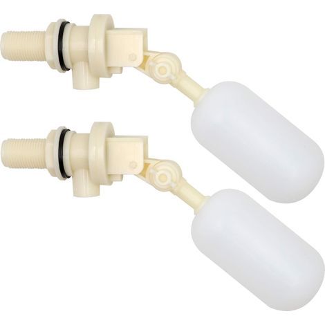 Lot de 2 robinets à flotteur 1/2" pour abreuvoirs, robinets à boisseau sphérique à arrêt automatique 1/2" pour réservoir d'abreuvoir pour bovins, avec adaptateur pour tuyau d'eau (1/4)