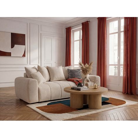 BOBOCHIC - Canapé 3 places convertible ROXELANE tissu chiné   Beige