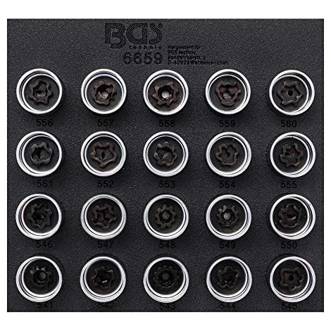BGS Inserto  carrello officina  1/6:  Set utensili  bloccaggio ruote  per VAG  20 pz.  - 6659