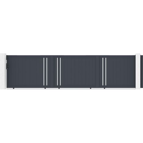 Casanoov – Portail coulissant aluminium 6m – Hauteur 140cm – Largeur 562cm – Finition thermolaquée gris anthracite RAL 7016 – Sécurise l'entrée