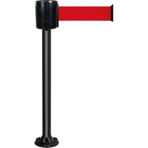 Poteau alu noir sangle rouge 10m x 100mm socle fixe - 2801423 (1/3)